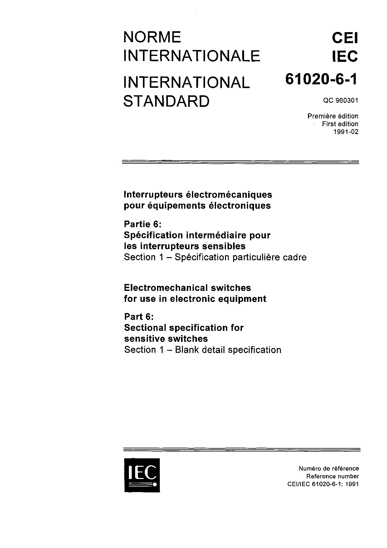 IEC 61020-6-1:1991封面图