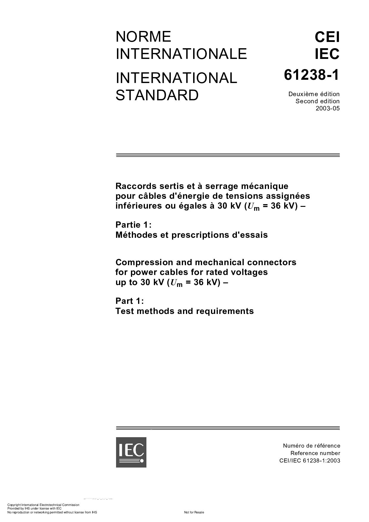 IEC 61238-1:2003封面图