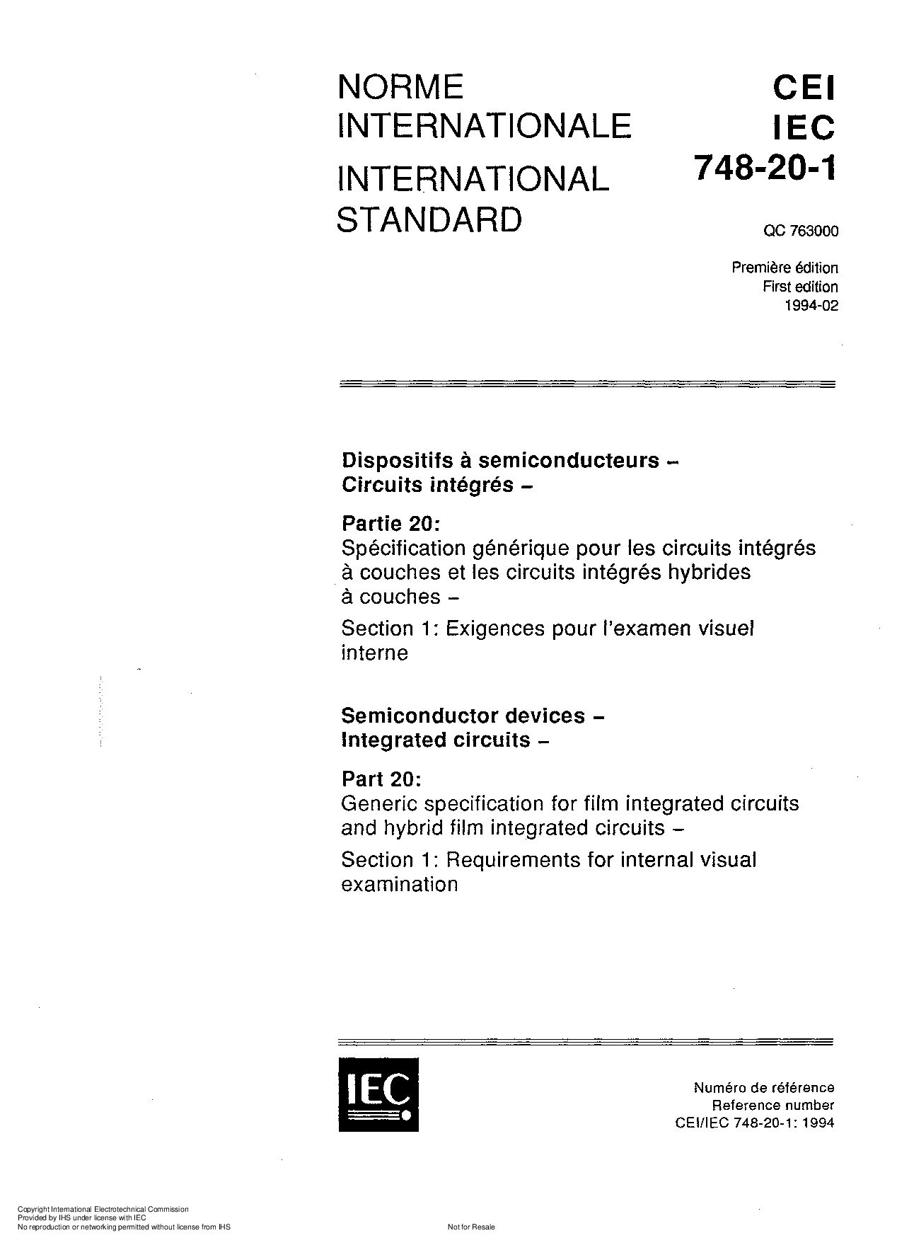 IEC 60748-20-1:1994封面图
