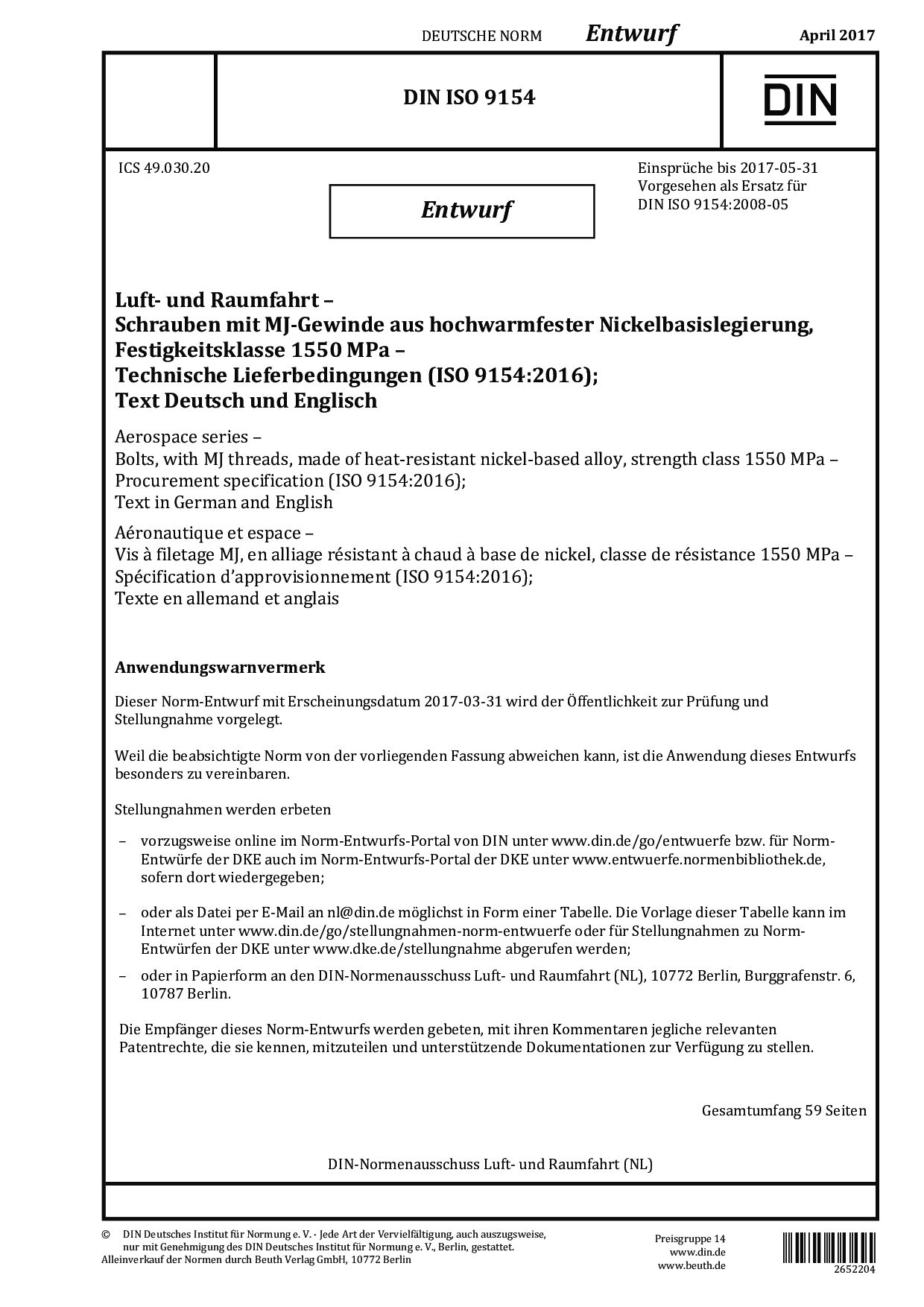 DIN ISO 9154 E:2017-04