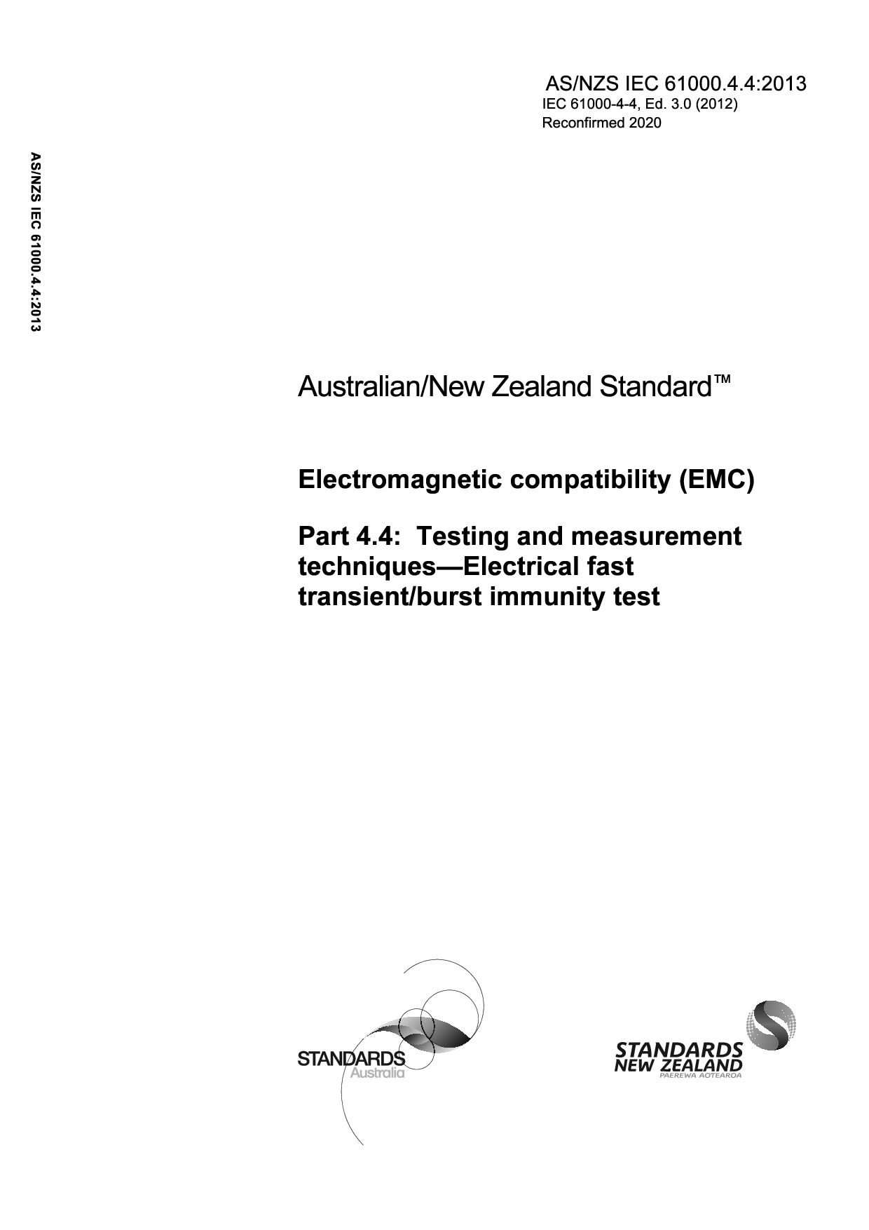 AS/NZS IEC 61000.4.4:2013(R2020)封面图