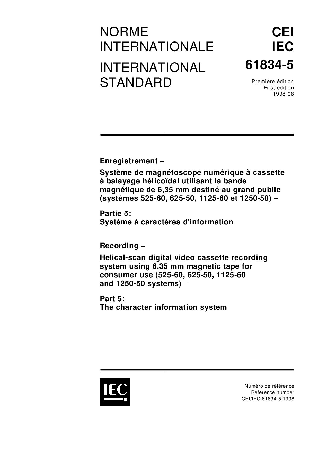 IEC 61834-5-1998
