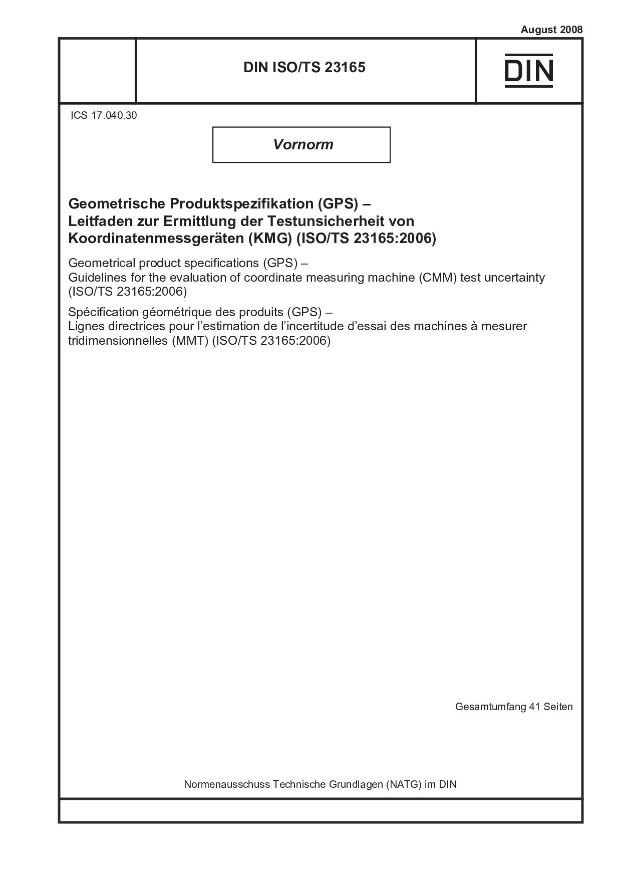 DIN ISO/TS 23165:2008封面图