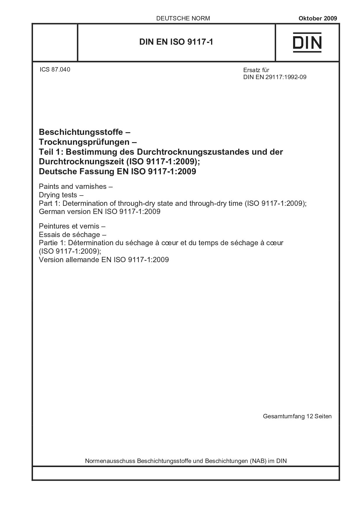 DIN EN ISO 9117-1:2009封面图