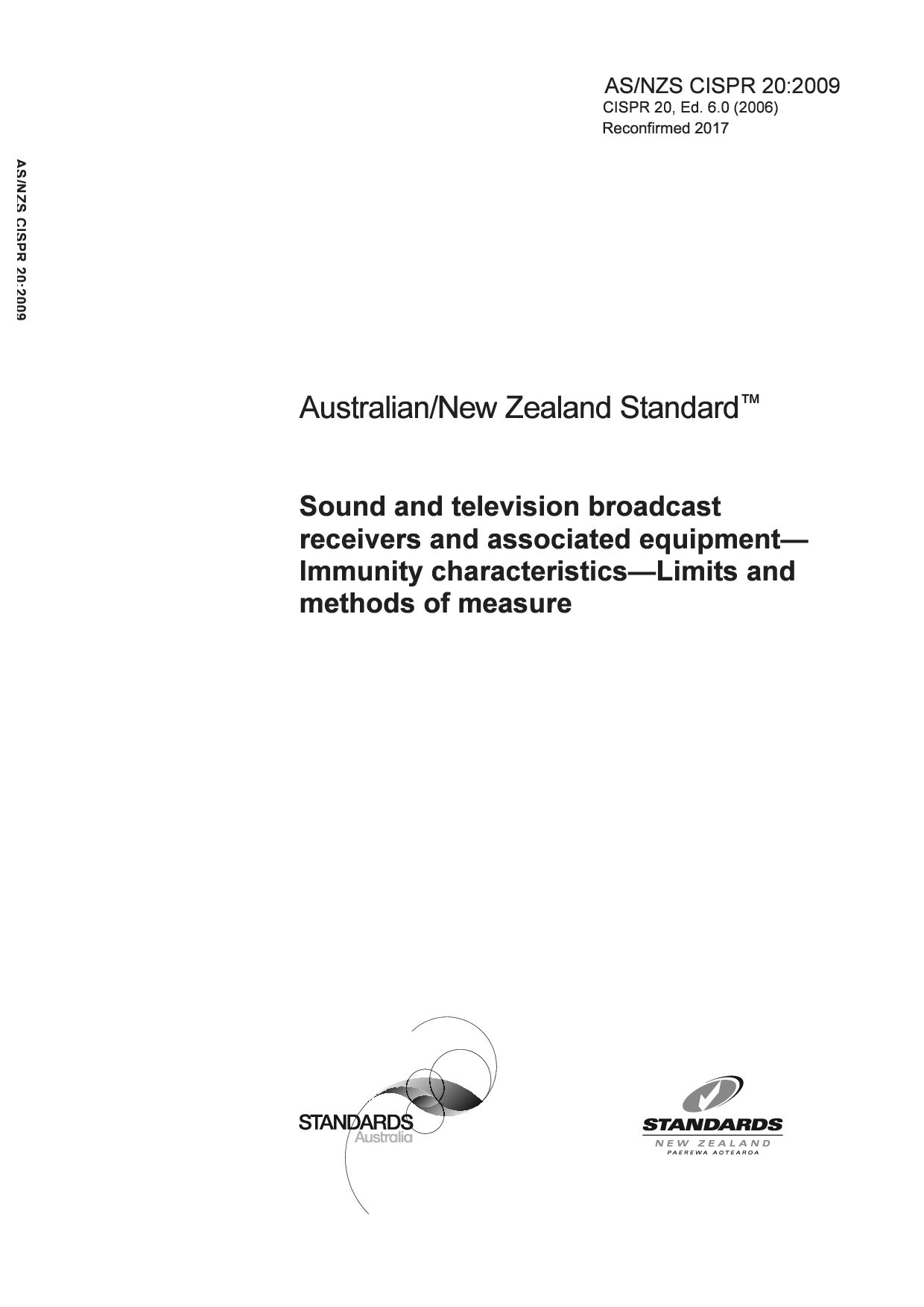 AS/NZS CISPR 20:2009(R2017)封面图