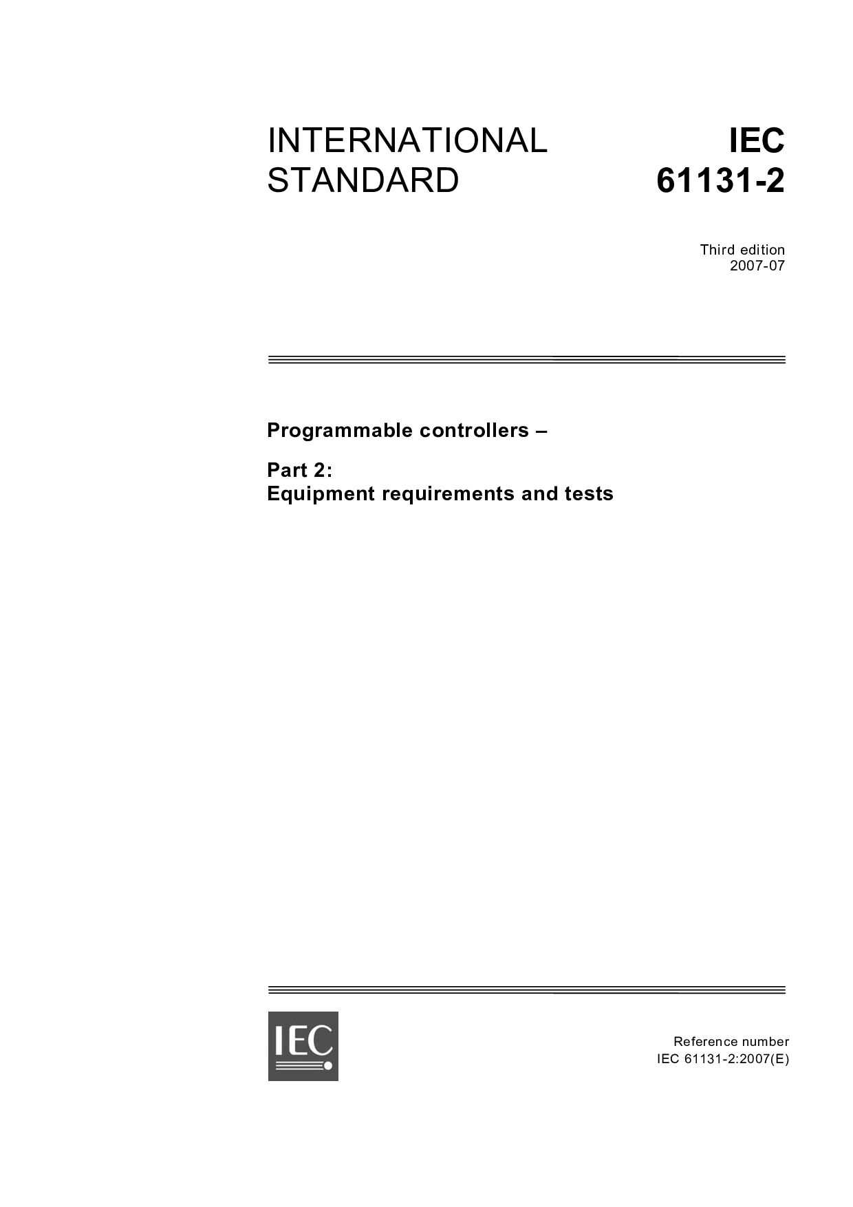 IEC 61131-2:2007封面图