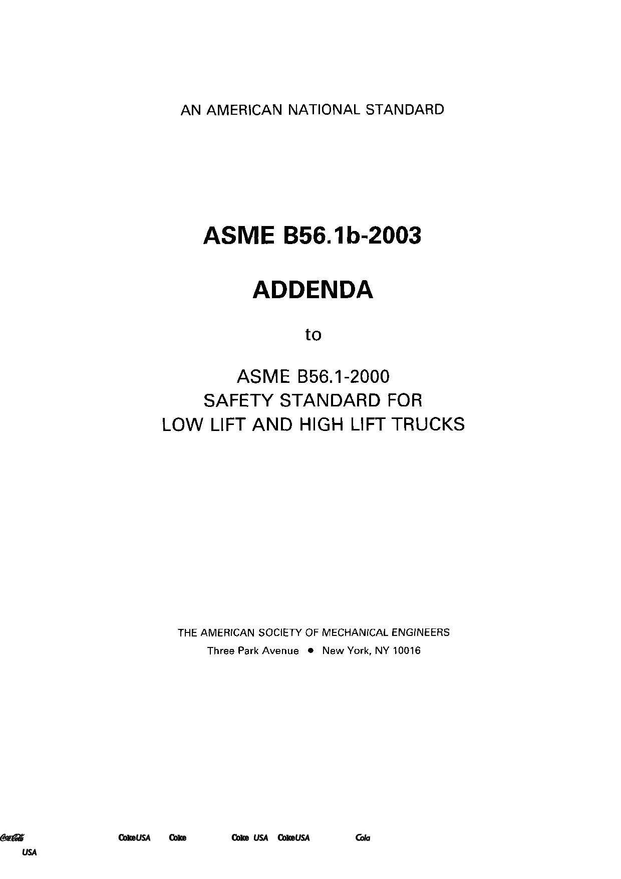 ASME B56.1-2000封面图