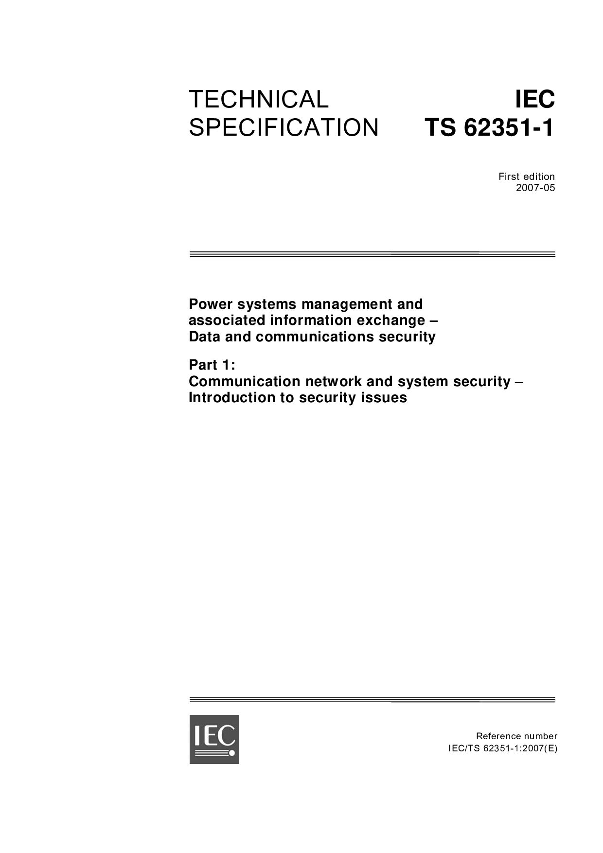 IEC TS 62351-1:2007封面图