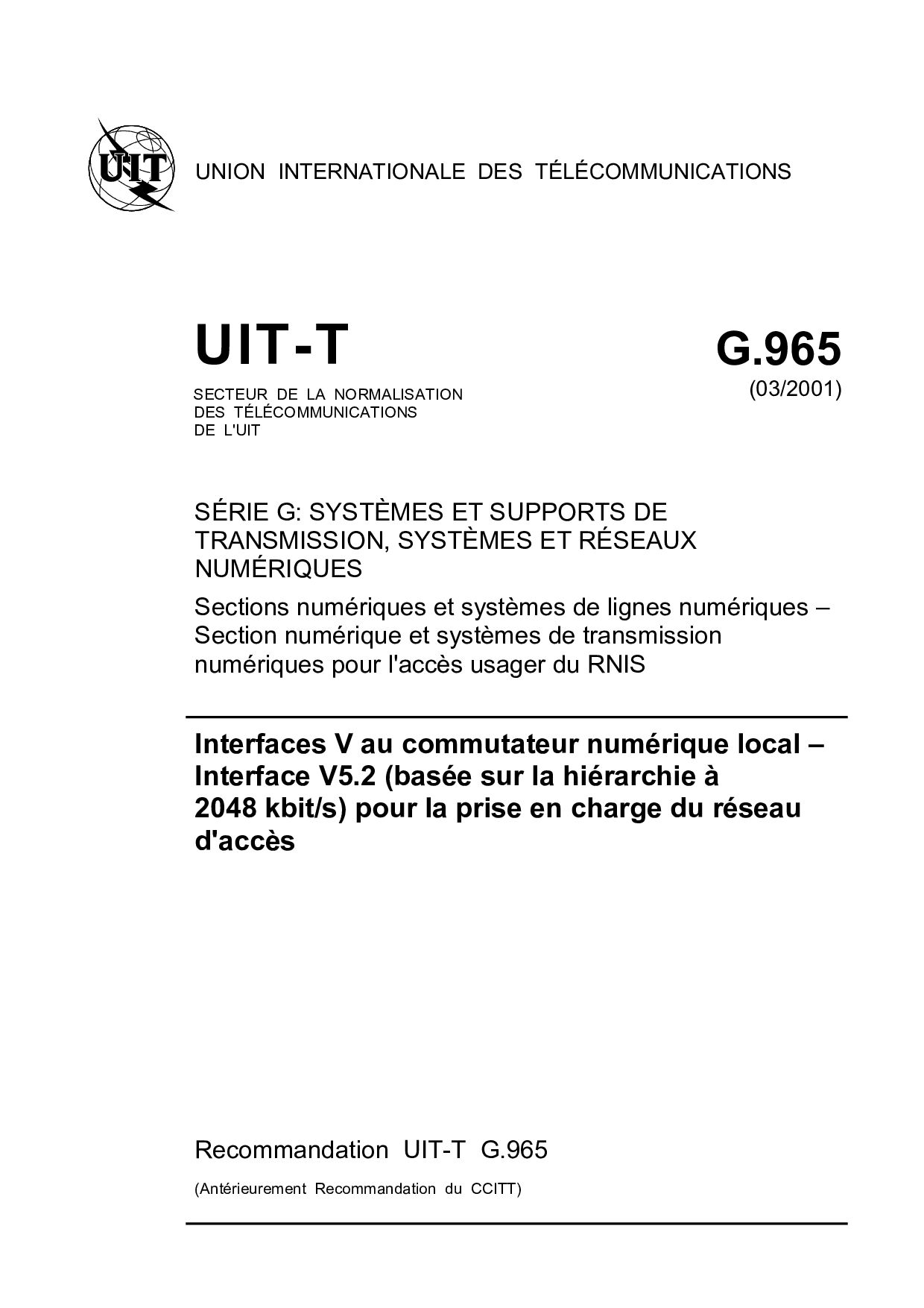 ITU-T G.965 FRENCH-2001封面图