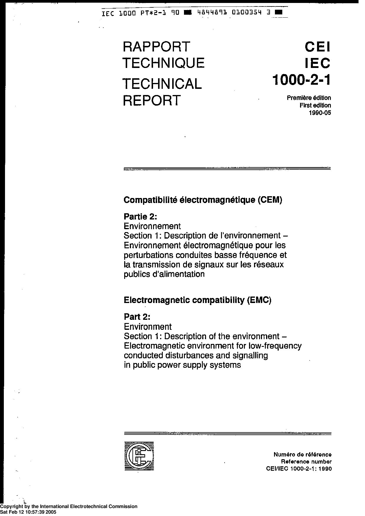 IEC TR 61000-2-1:1990封面图