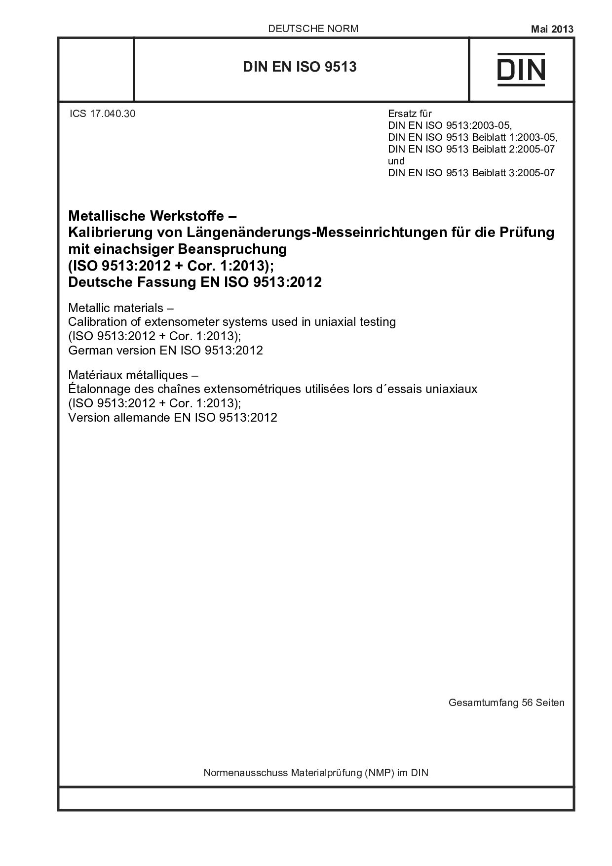 DIN EN ISO 9513:2013-05封面图
