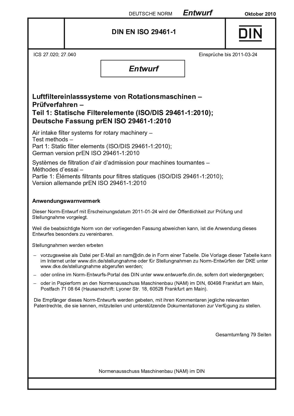 DIN EN ISO 29461-1 E:2010-10封面图