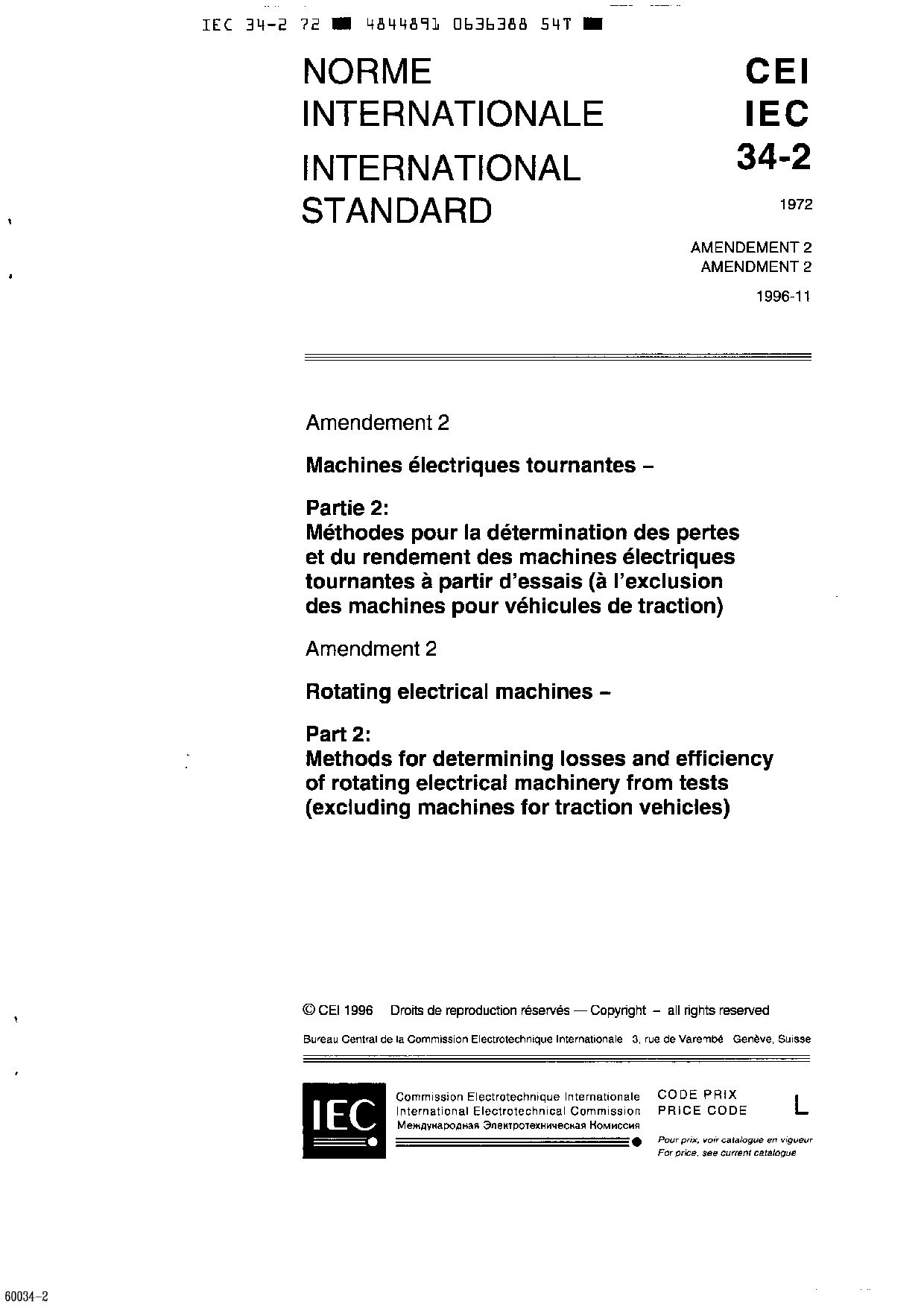 IEC 60034-2:1972/AMD2:1996
