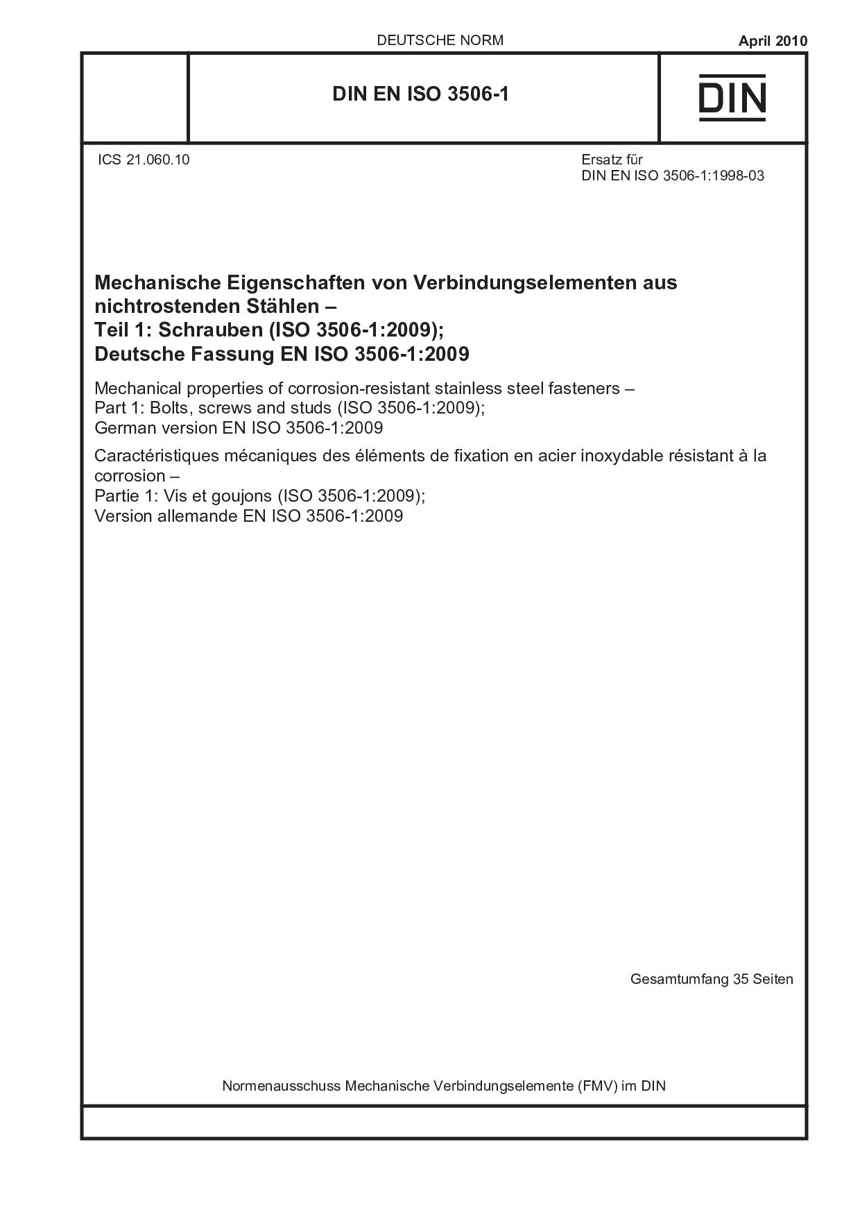 DIN EN ISO 3506-1:2010封面图