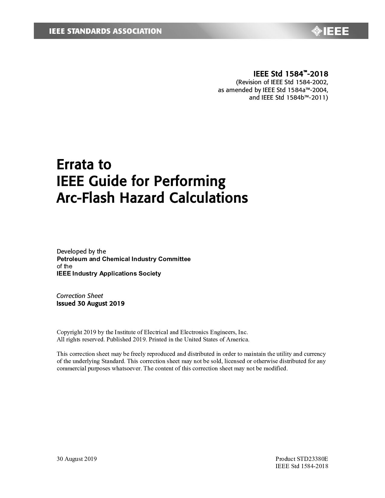 IEEE 1584-2018/COR-2019封面图