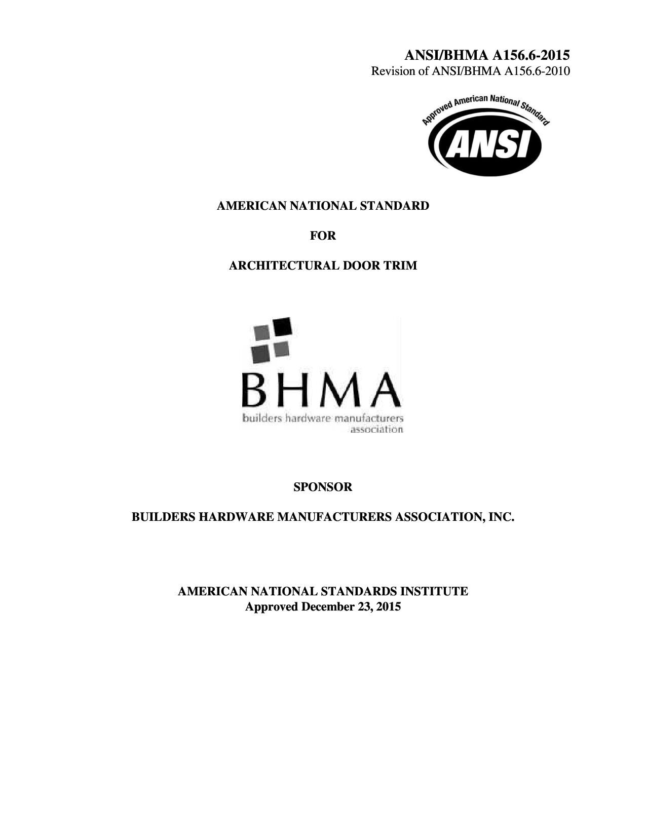 ANSI/BHMA A156.6-2015封面图