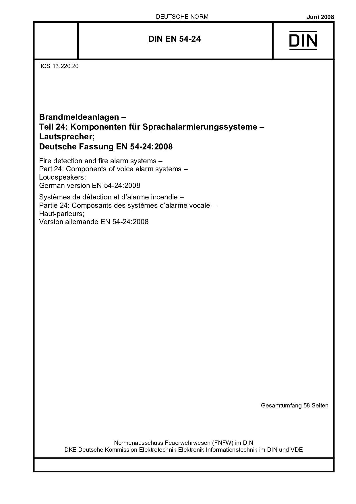 DIN EN 54-24:2008-06封面图