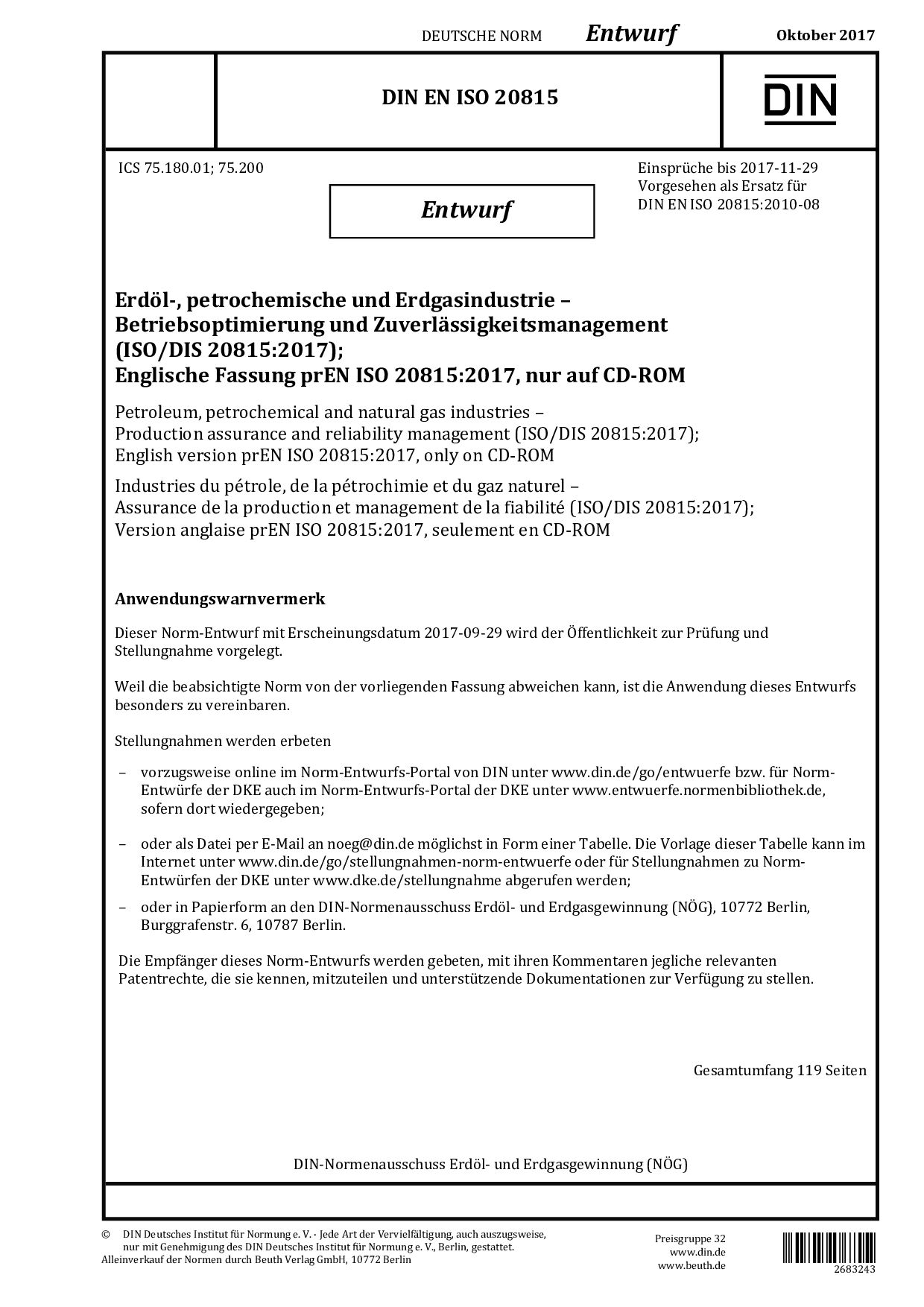 DIN EN ISO 20815 E:2017-10封面图