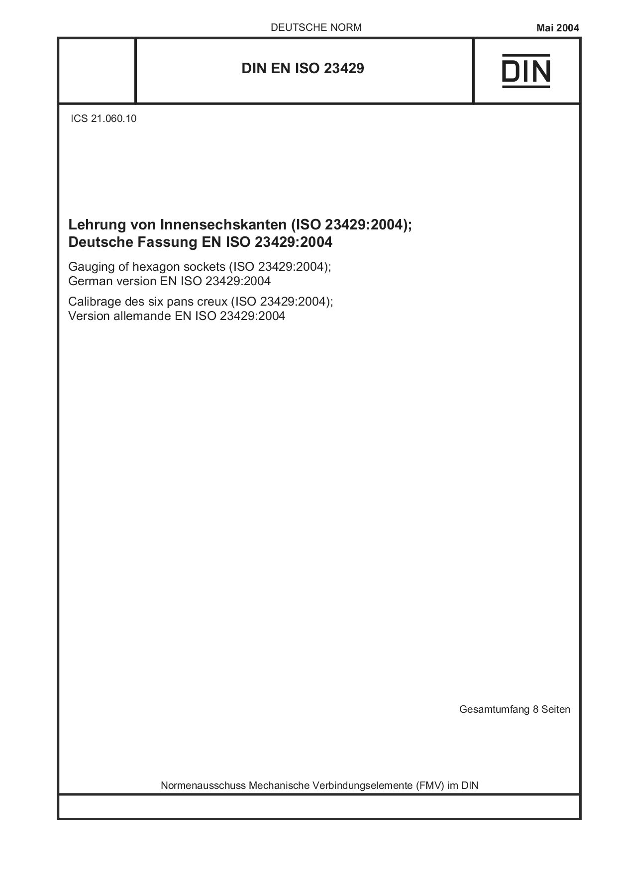 DIN EN ISO 23429:2004-05封面图