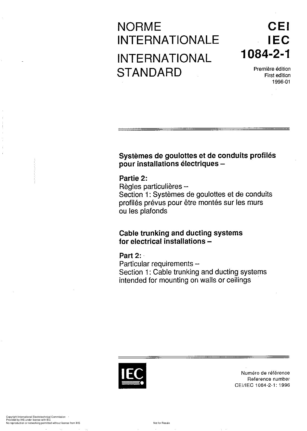IEC 61084-2-1:1996封面图