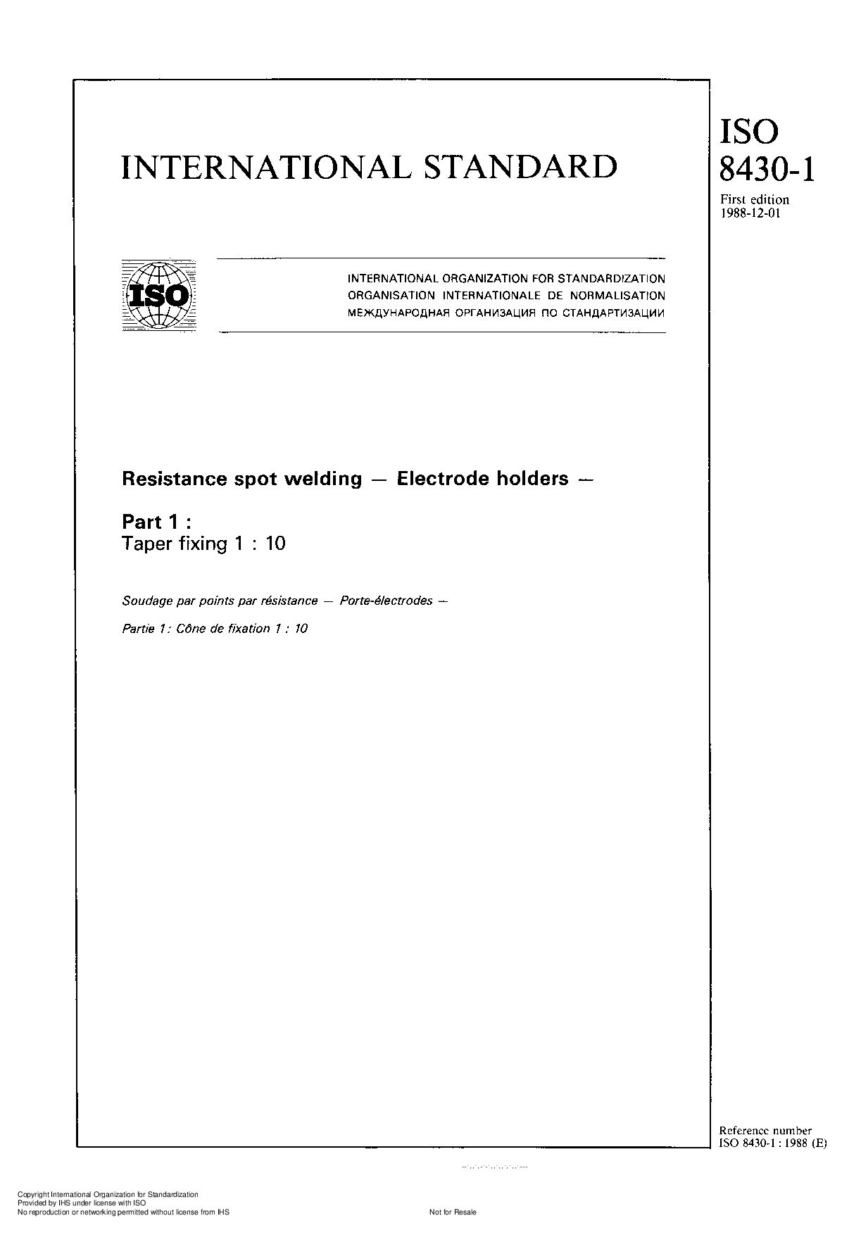 ISO 8430-1:1988封面图