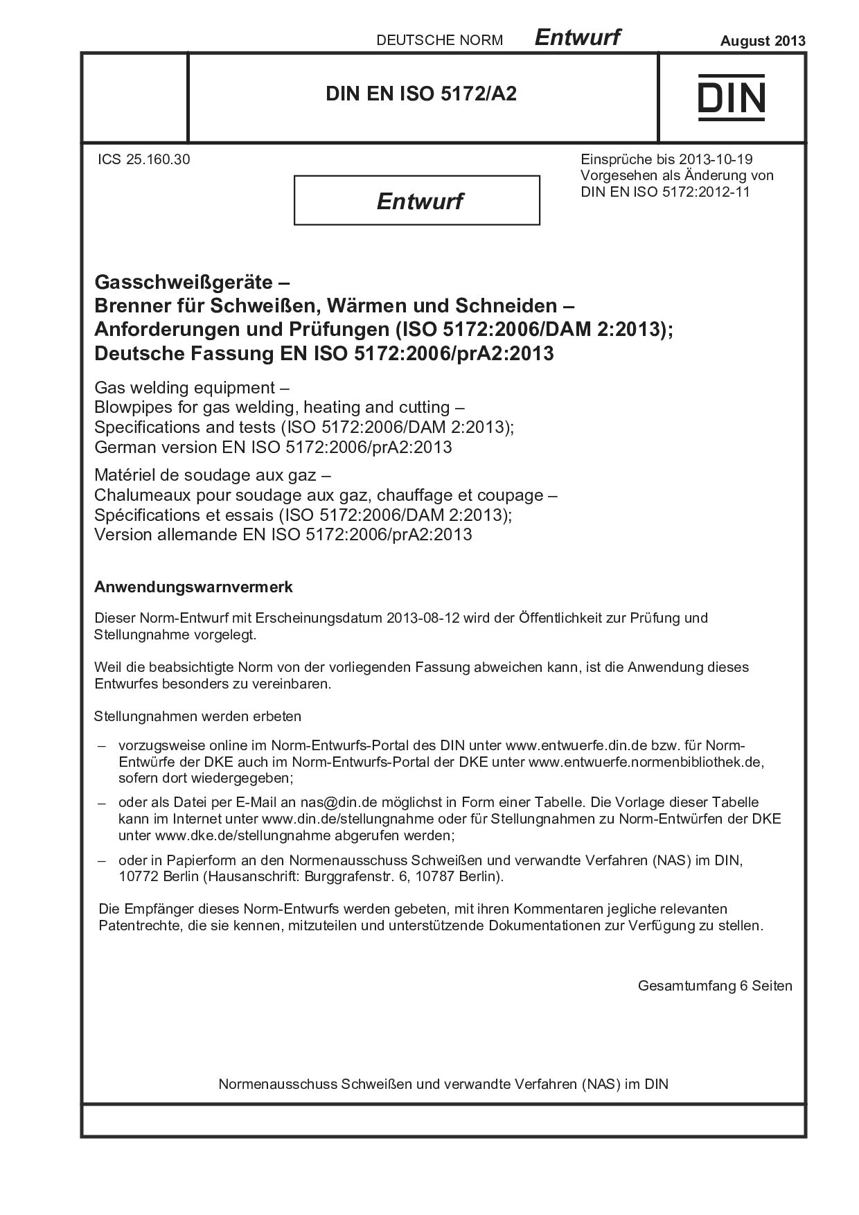 DIN EN ISO 5172 A2 E:2013-08