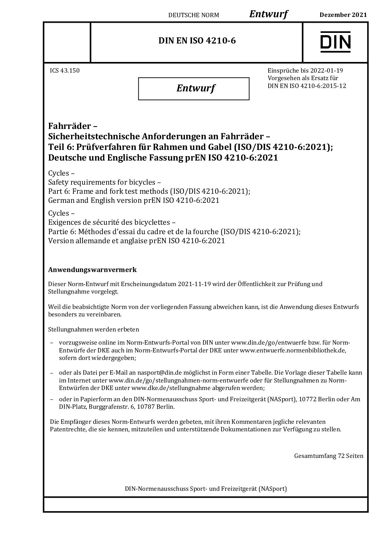 DIN EN ISO 4210-6 E:2021-12封面图