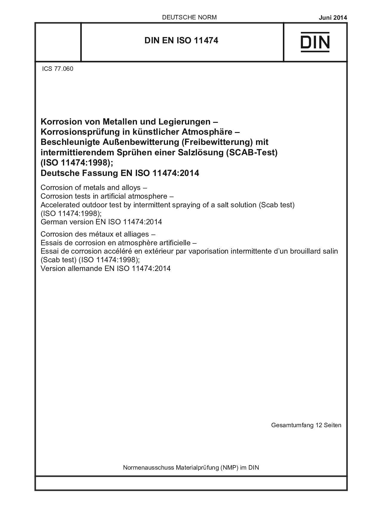 DIN EN ISO 11474:2014-06