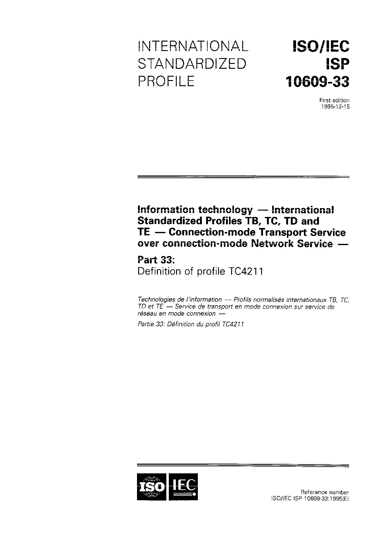 ISO/IEC ISP 10609-33:1995