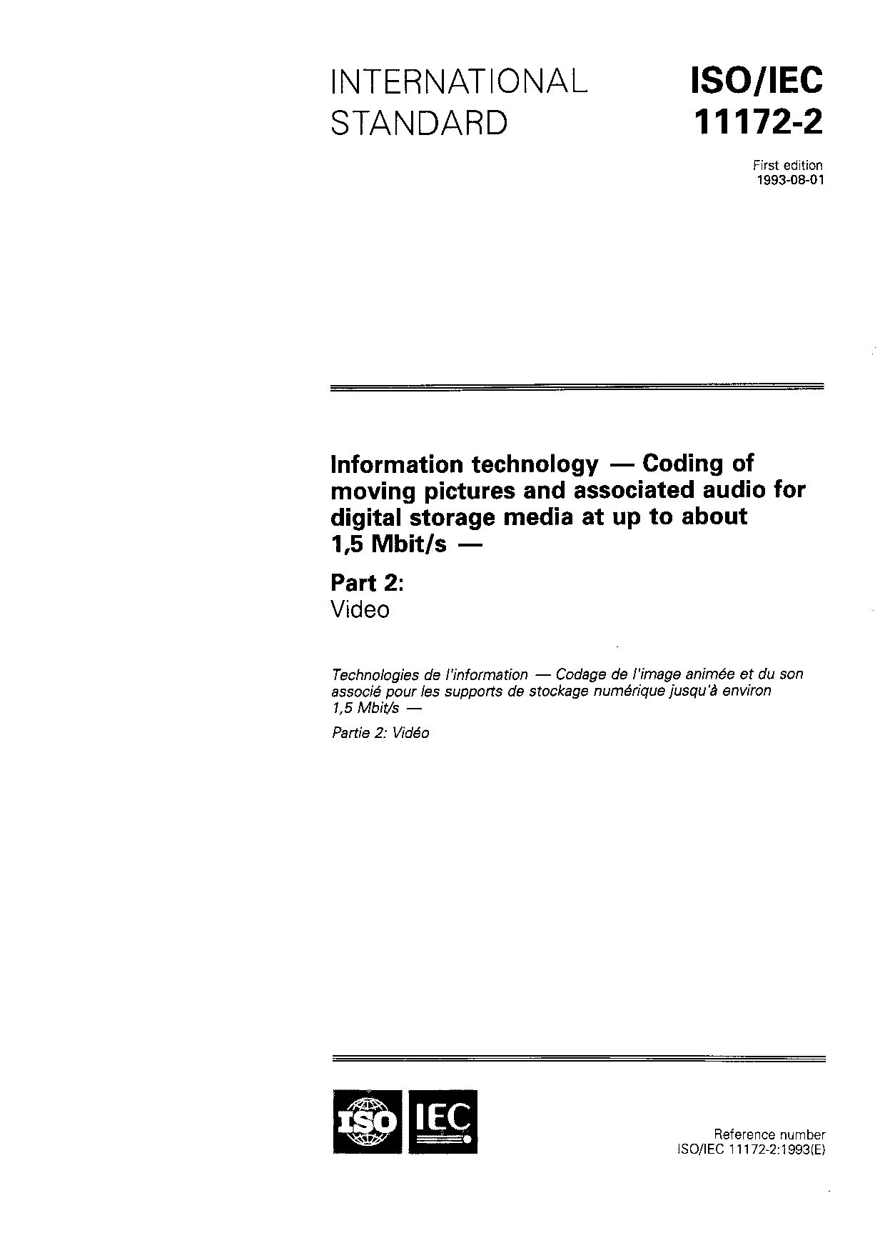 ISO/IEC 11172-2:1993封面图