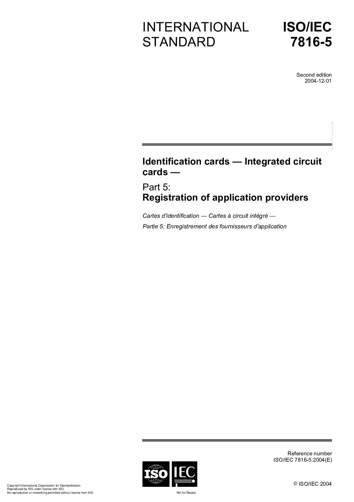 ISO/IEC 7816-5:2004封面图