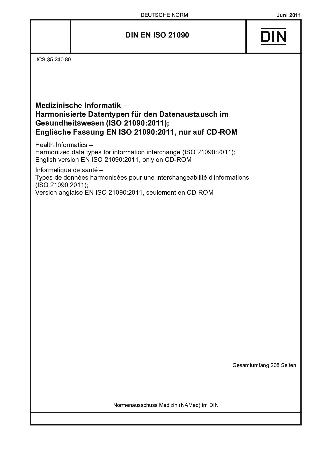 DIN EN ISO 21090:2011封面图