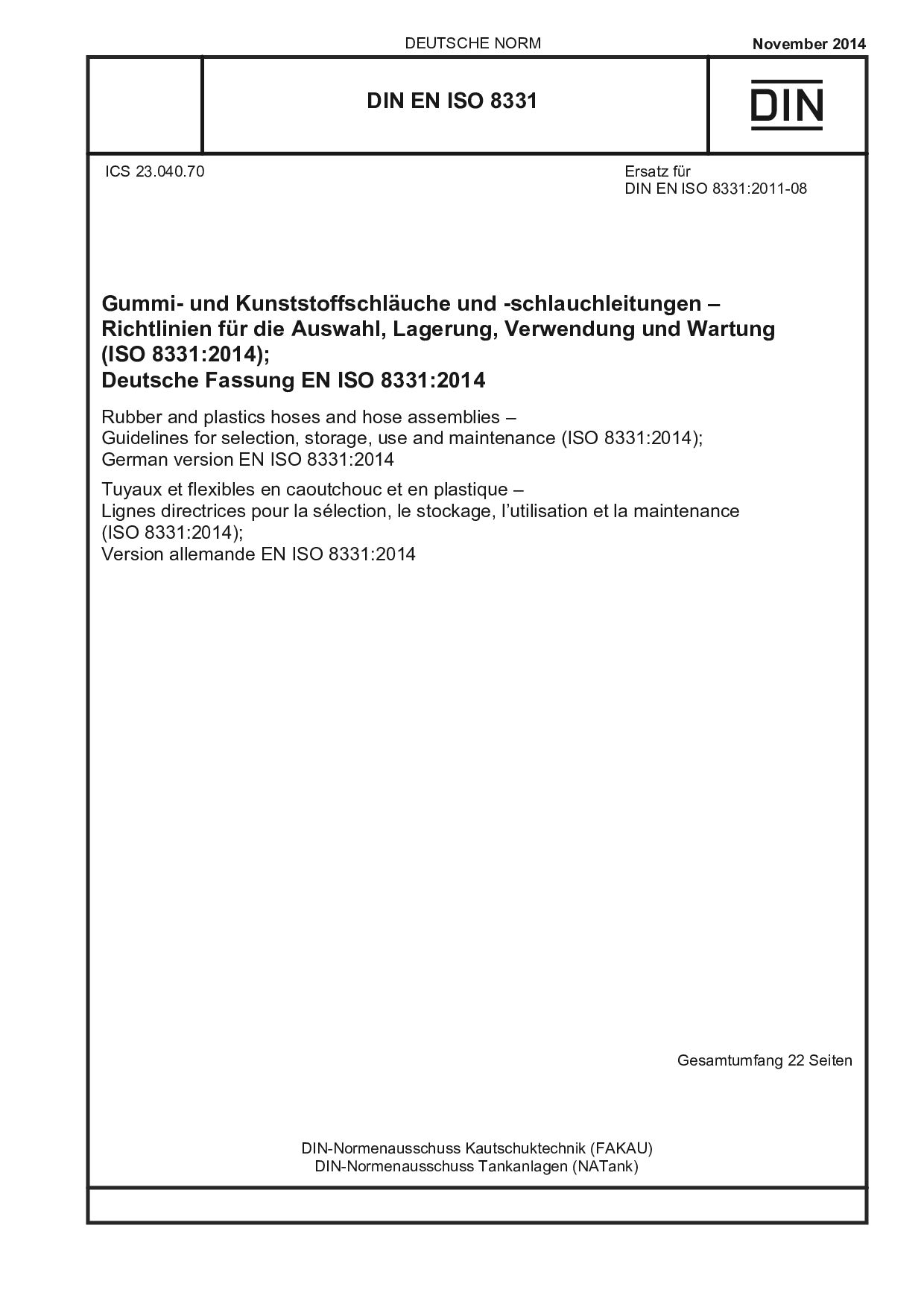 DIN EN ISO 8331:2014封面图