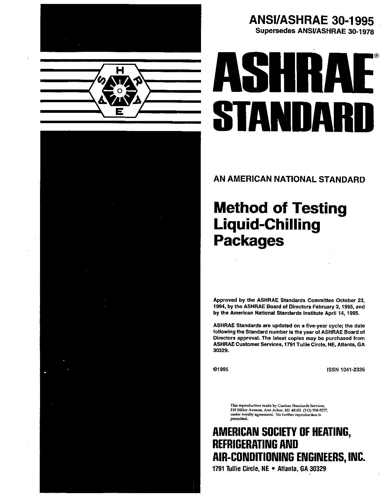 ASHRAE 30-1995封面图