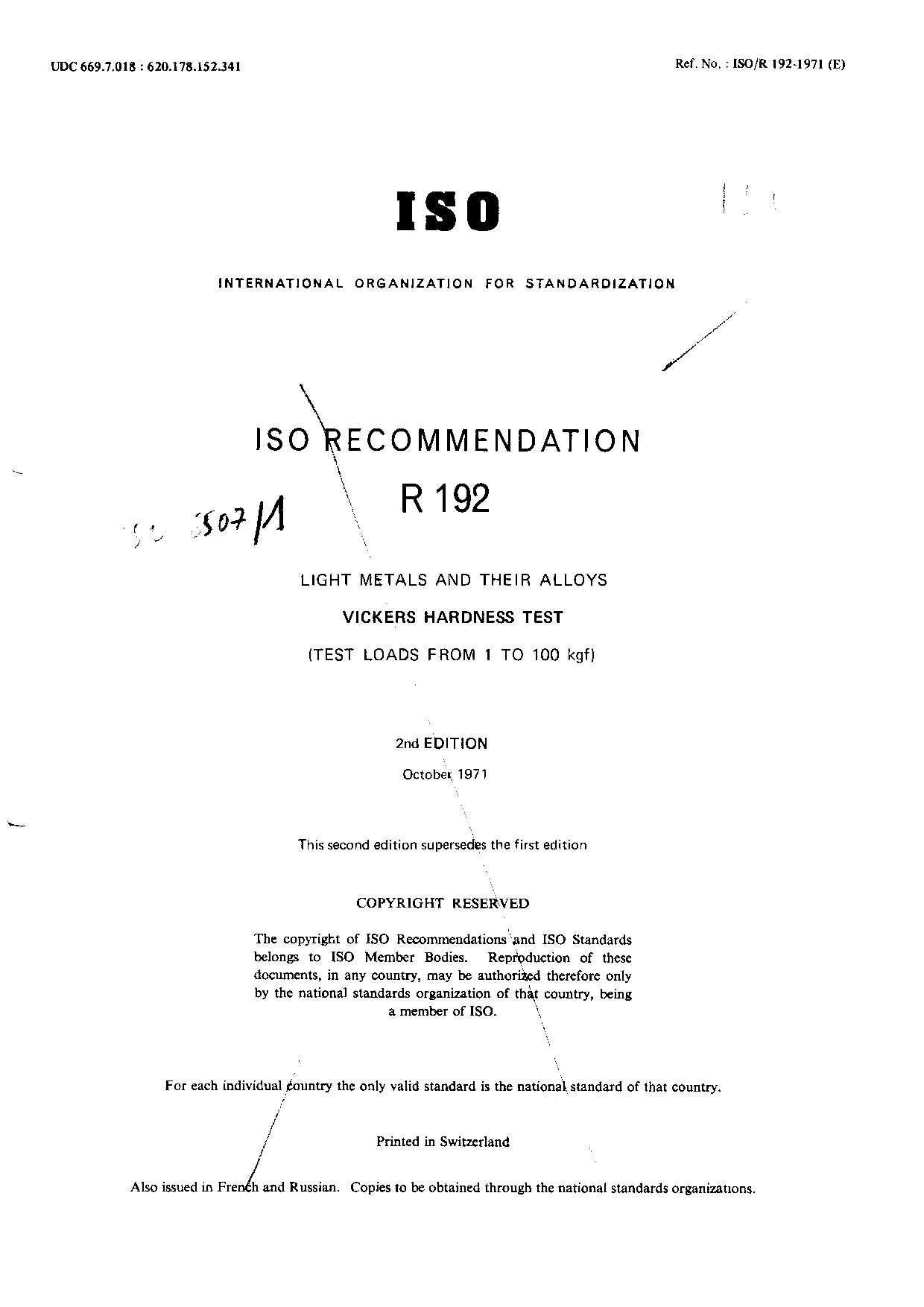 ISO/R 192-1971