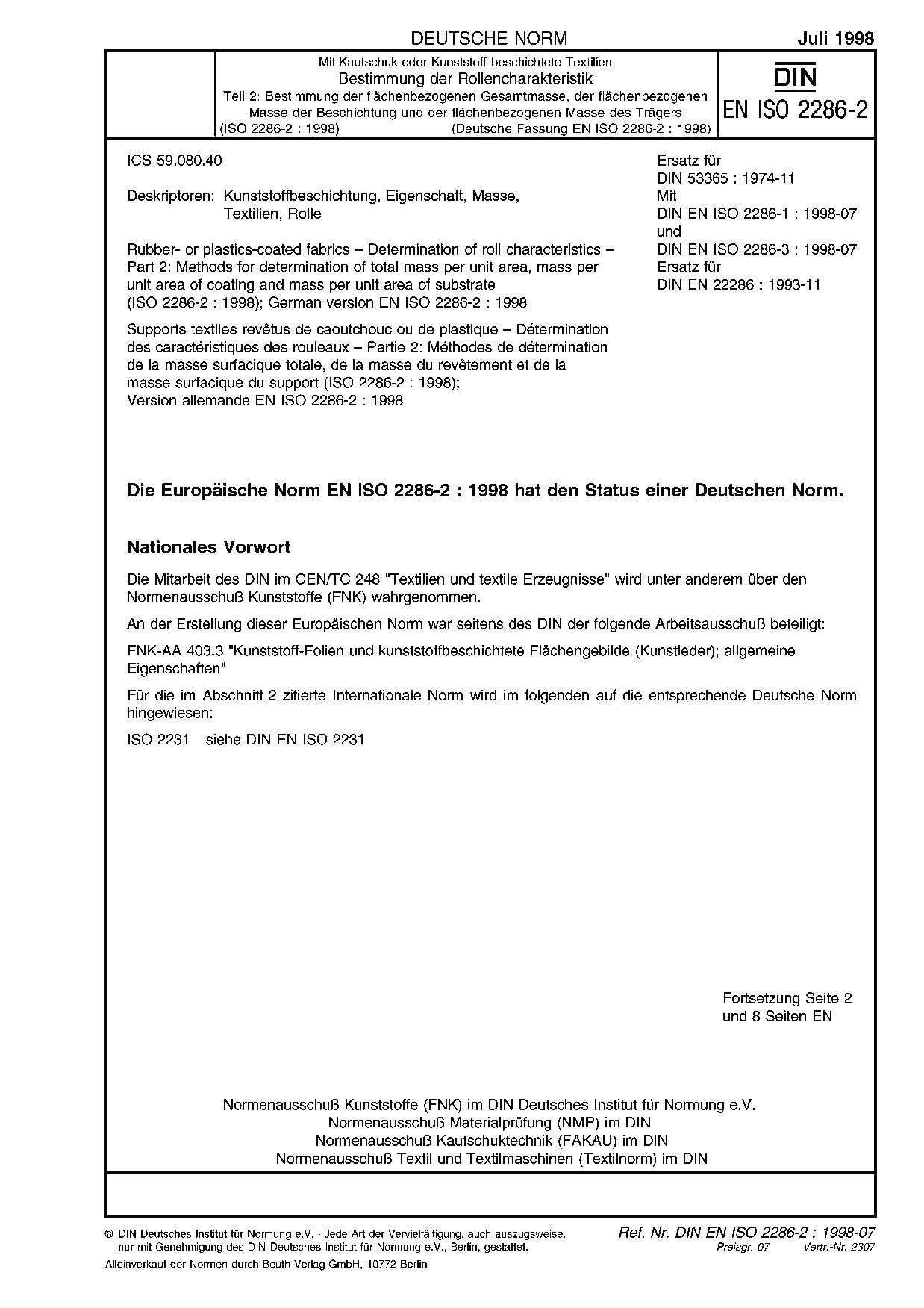 DIN EN ISO 2286-2:1998